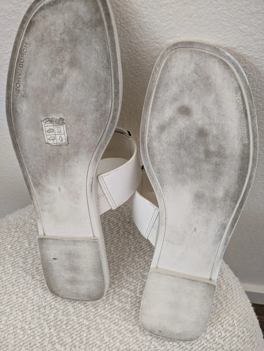 Tory Burch Calf Leather Georgia Thong Sandals White Size 9 M